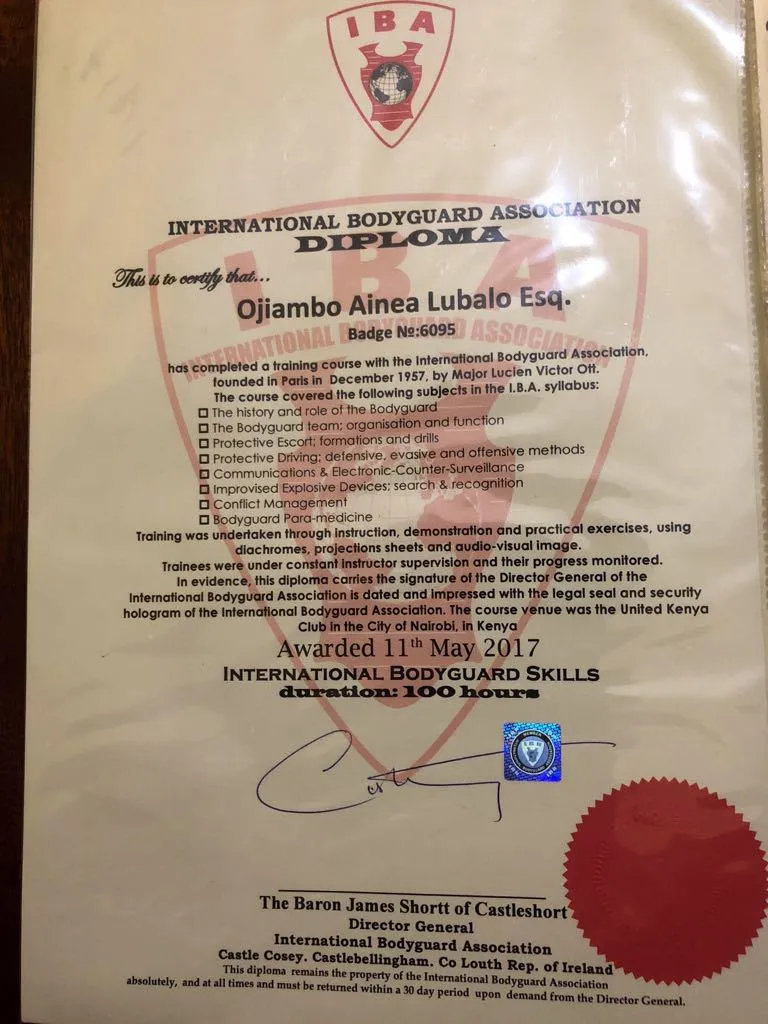 Diploma in International Bodyguard Association
