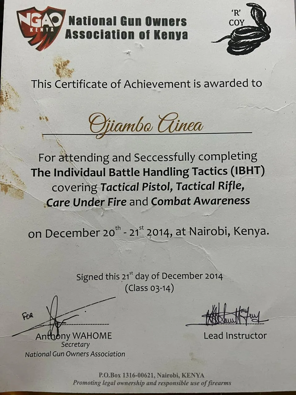 Individual Battle Handling Tactics (IBHT)